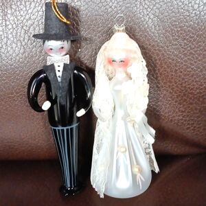 Bride and Groom Glass Ornaments